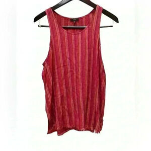 Anthropologie DREW Red Stripe Sleeveless Linen Blend‎ Blouse Size Large